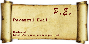 Paraszti Emil névjegykártya
